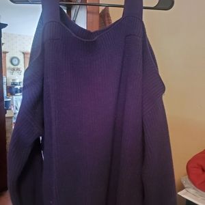Navy cold shoulder sweater